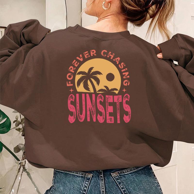 Women's Autumn/Winter Plus Velvet Letter-Print Round Neck Sweater