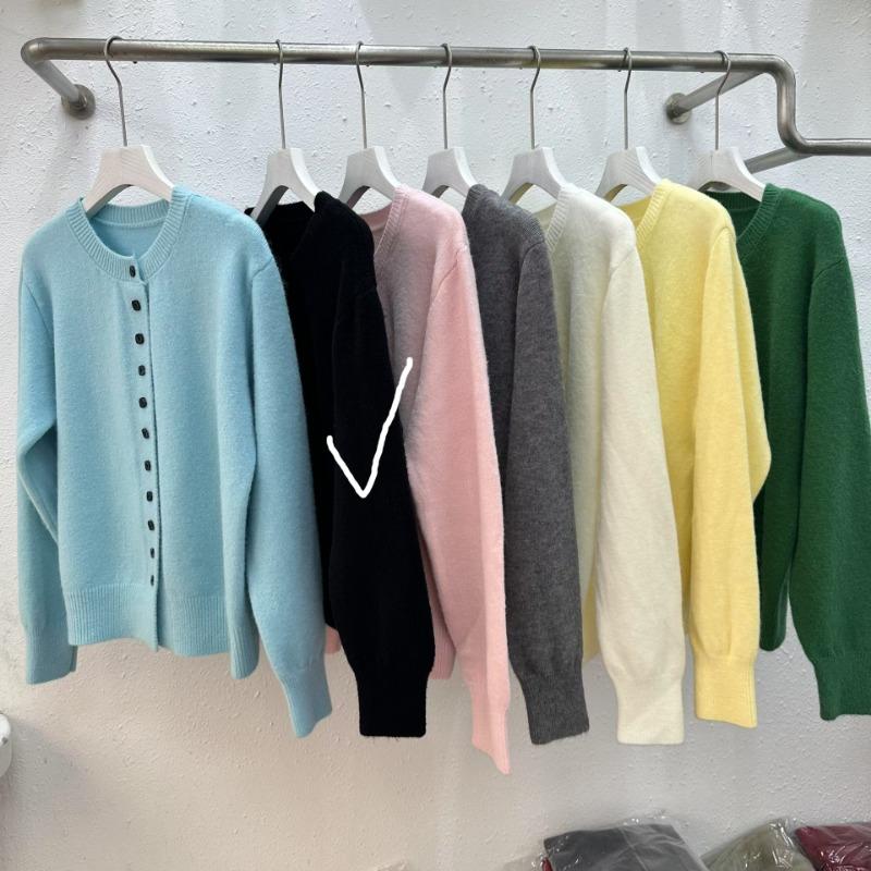

Autumn and winter new dopamine wear solid color crew neck knitted cardigan thin versatile sweater women s coat one size fits all чёрный