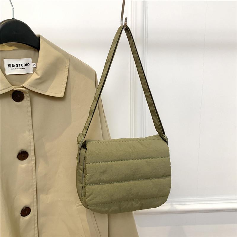 Casual Small Square Crossbody Bag for Women Minimalist Solid Color Shoulder Bag Soft Flap Purse