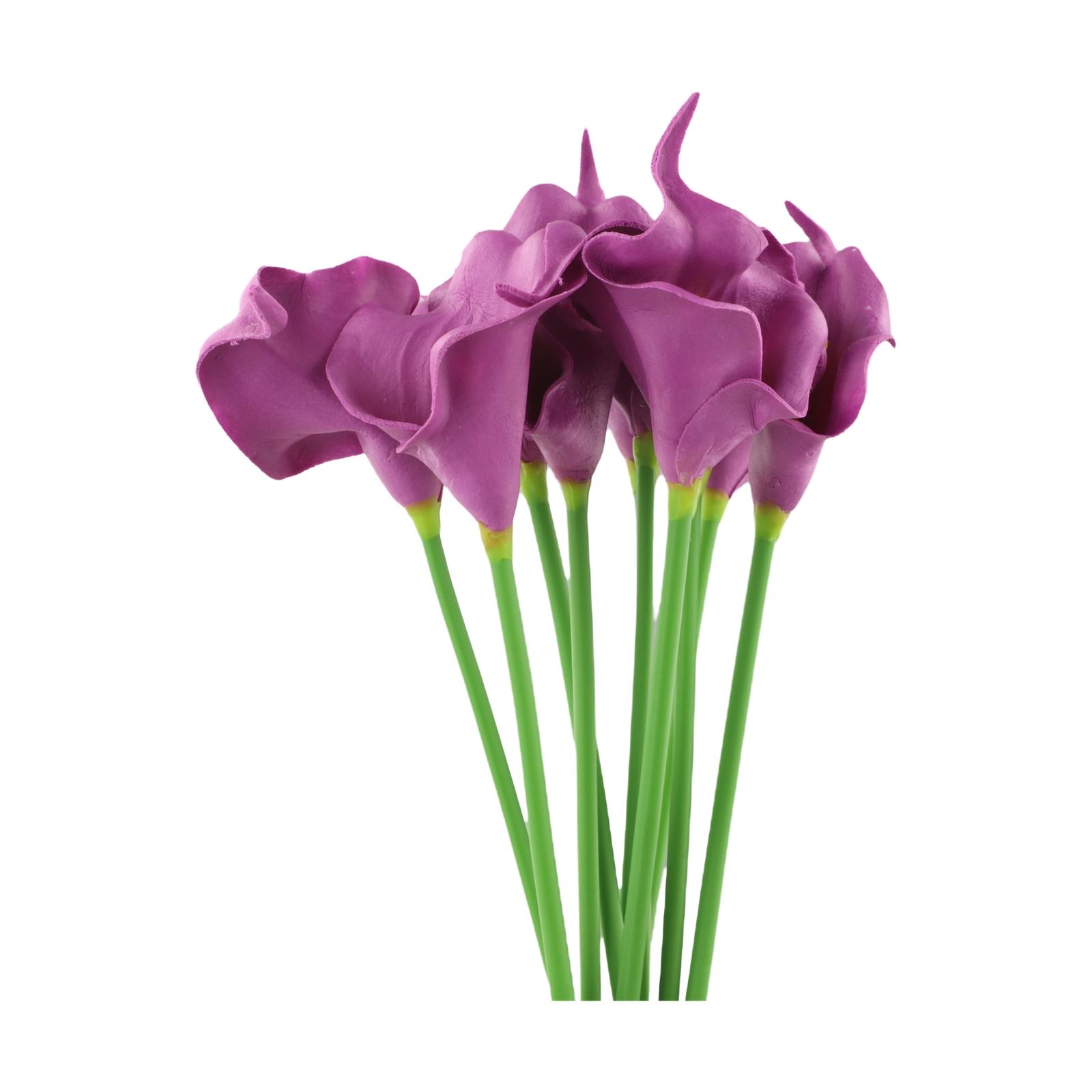 

10Pcs Set Artificial Flowers Bouquet PU Faux Calla Lily Fake Flowers DIY Bouquet For Wedding Vase Ornament Home Decor фіолетовий