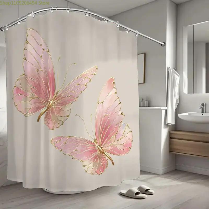 1pc Bathroom Shower Curtain, Quick Painting Design, Sweet Day Shower Curtain, Includes 12 Hooks, 180x180cm Bathroom Curtain Ho