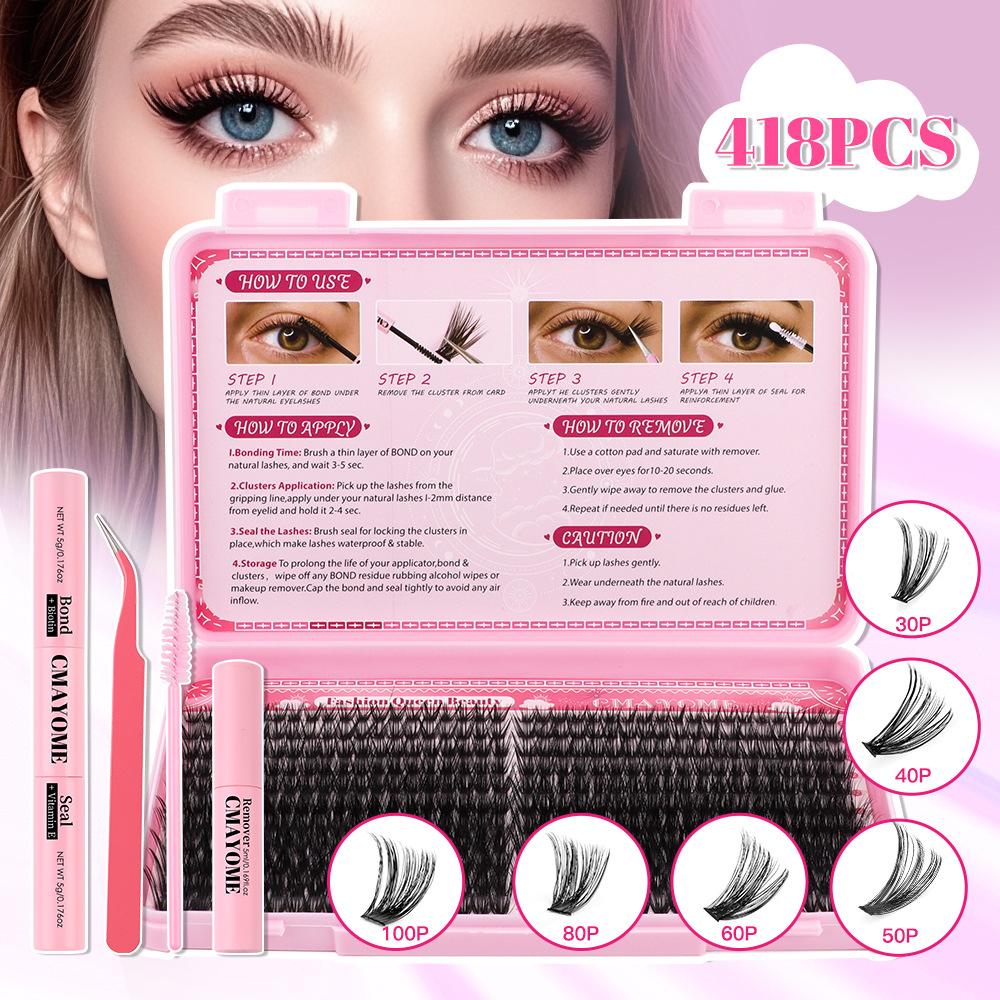 D-Song Single Cluster False Eyelash Extension Set 30P100Pdiy Segmented Grafting Natural Dense Hair