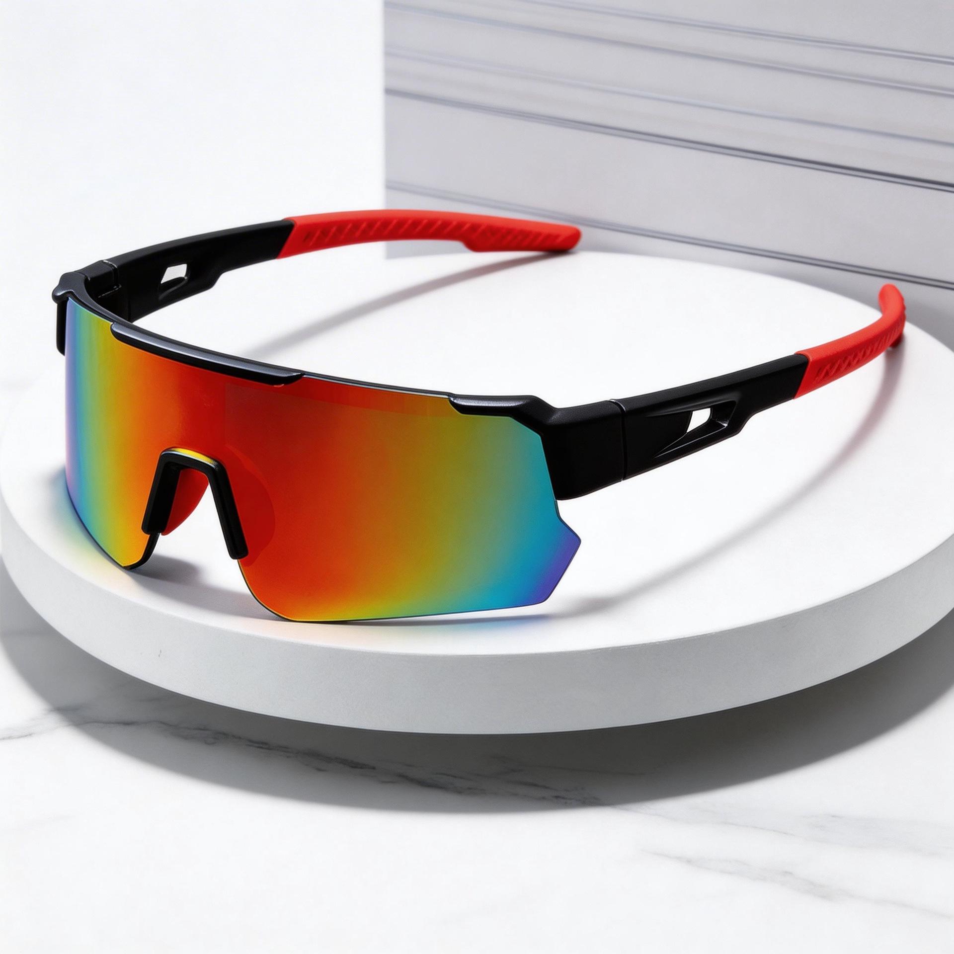 Iridescent Large Frame Windproof Sunglasses for Men & Women - Trendy Outdoor Sports & Cycling Glasses