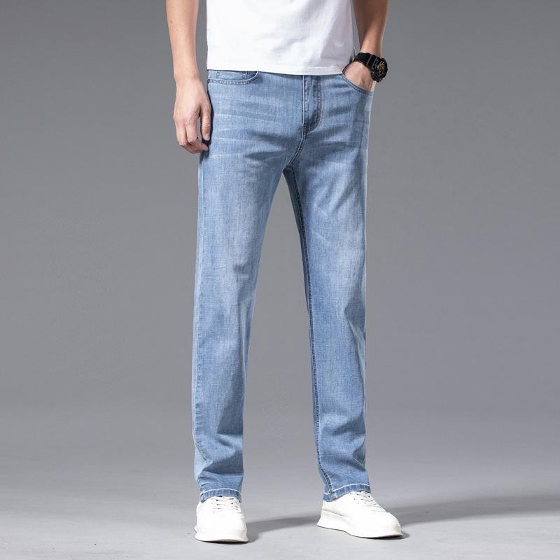 JYL Spring and Autumn New Jeans Men's Elastic Wide Straight Plus Size Business Fashion Universal