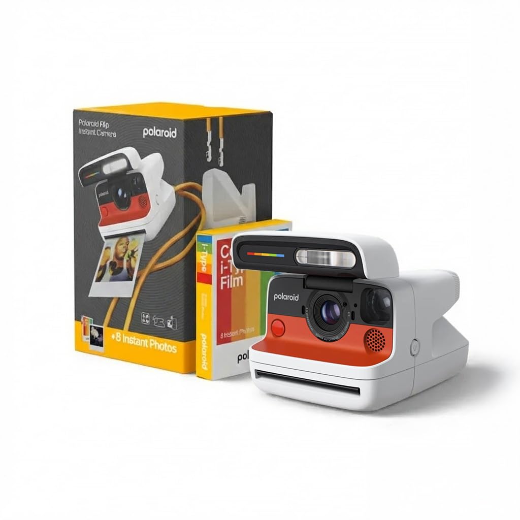 

Polaroid Flip instant camera + Color Film bundle (8photos) - White(6571) Hyperfocal 4-Lens System, Sonar autofocus, and Sence Analysis with Bluetooth