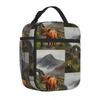 Bestselling Scottish Highland Cow And Castle Ruins Insulated Inner Insulated Lunch Pouch Office Meal Prep School Lunch Bag