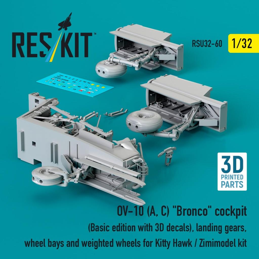 Reskit Cockpit Interior Decals Landing Gear Set Kitty Plastic Model Parts 1/32 OV-10A/C w/3D & (for Hawk) RSKU32-0060 (Airplane)