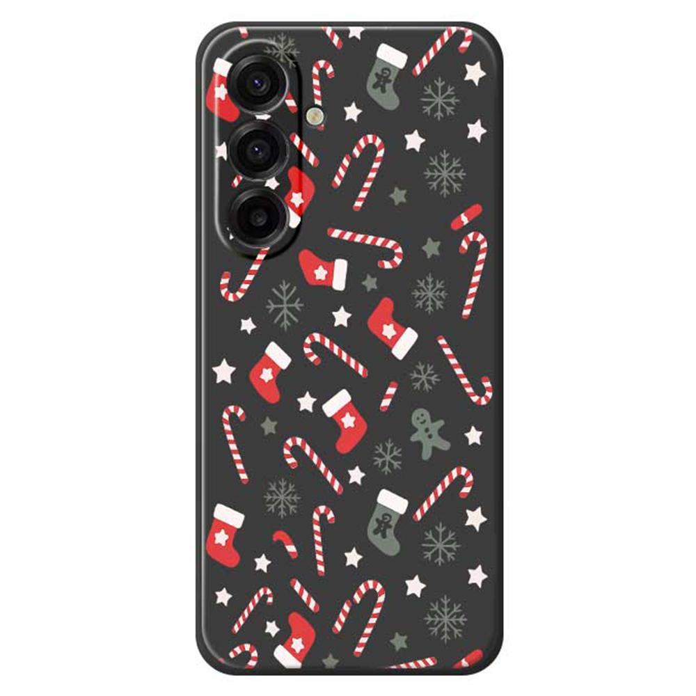 For Samsung Galaxy A17 5G Case Red Grey Socks and Canes Pattern Printing Straight Edge TPU Phone Back Cover