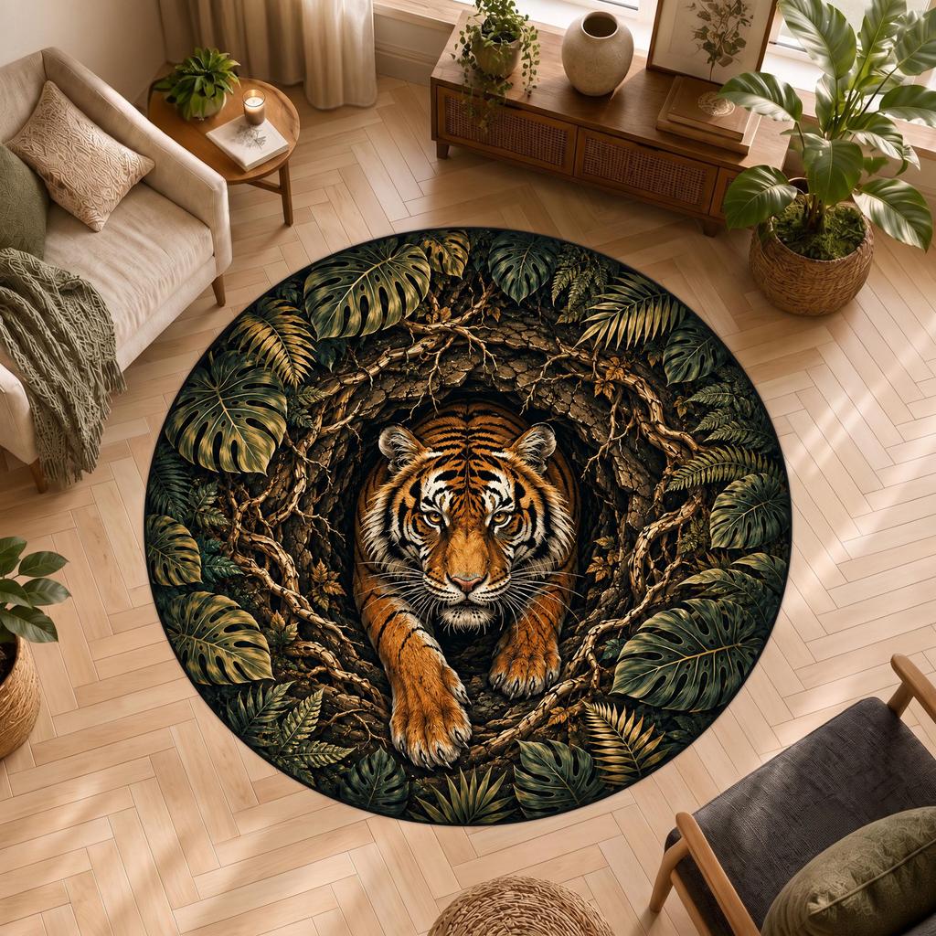 Polar Bear Ice Abyss Round Rug Coffee Table Side Floor Mat Studio Entry Hallway Home Decor Lounge Area Rug House Carpet