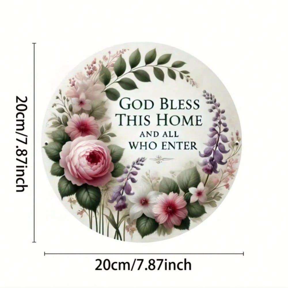 

Round Metal Sign God Bless This Home Iron Wall Art 8x8 Inch Home Decor Inspirational Gift Housewarming 20x20