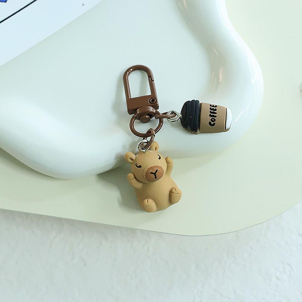 Resin Capybara Phone Pendant Trinket Capybara Car Key Ring Kapibala Key Chain  Couple Friend Family