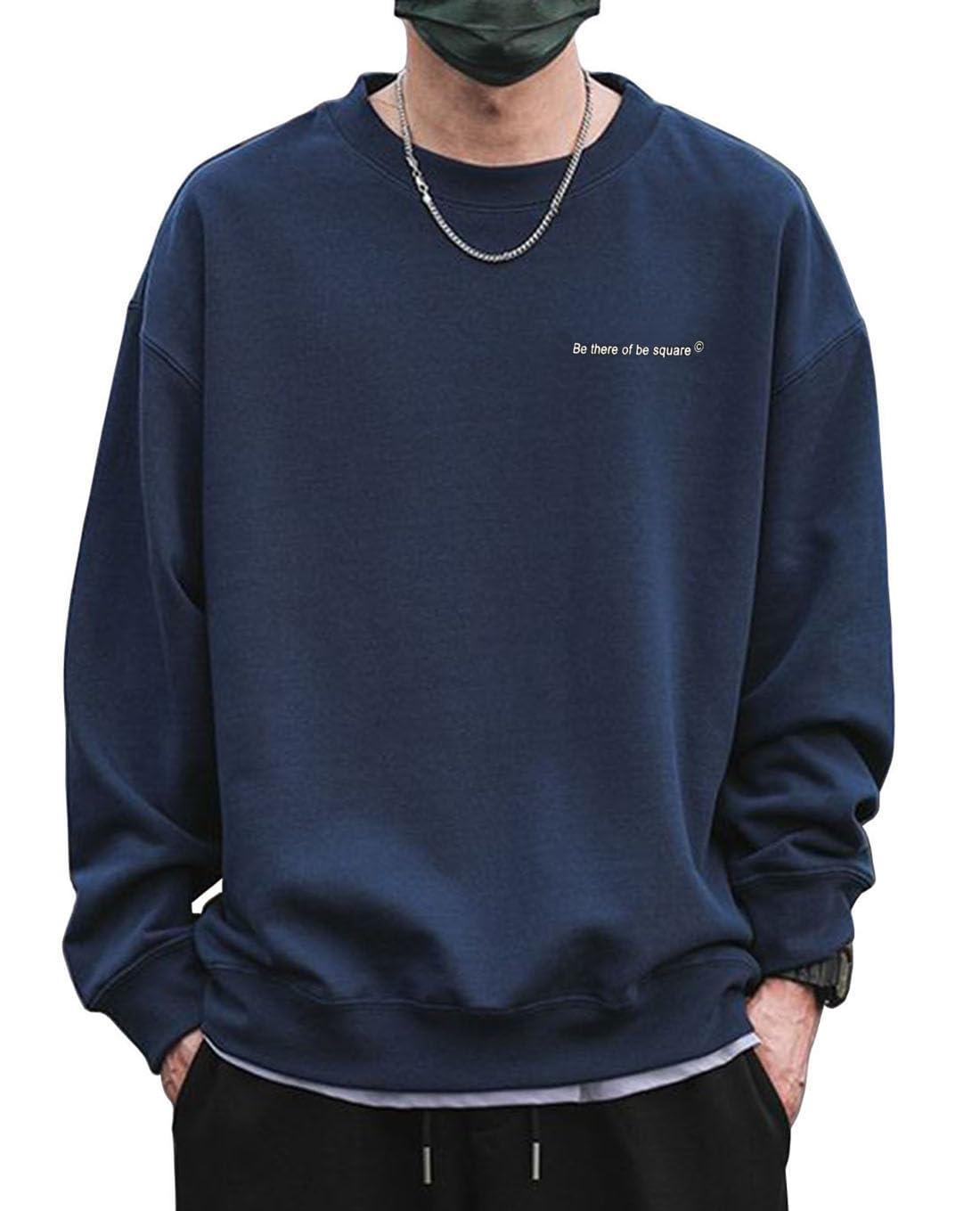 

Long Sleeve Loose Plus Sizes [OKJCON] Men s Sweatshirt, Spring, Fit, Stylish, Casual, Pullover, (JP, Alphabet, L, Navy)