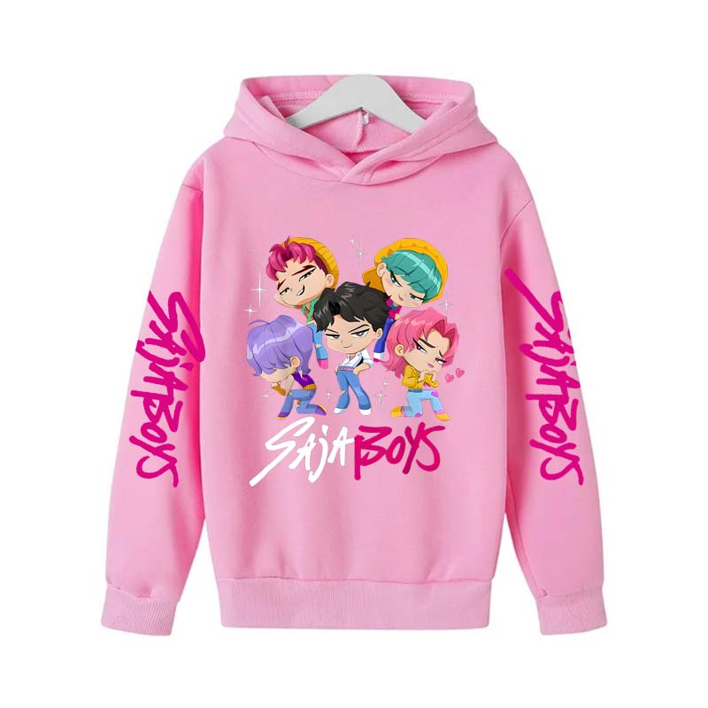 Kids Anime KPOP Print Cotton Hoodie Unisex Boys Girls Casual T-shirt Childrens Cartoon Clothes