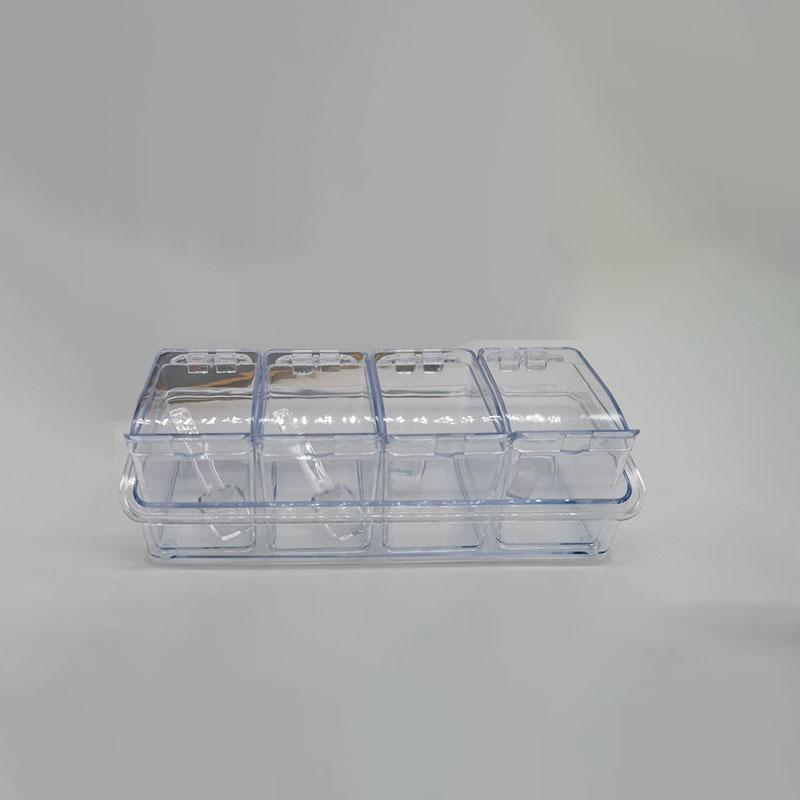 

Прозрачная коробка для приправ Контейнер для хранения приправ с 4 ячейками и ложкой Прозрачная полка для приправ Банка для приправы для перца чистый