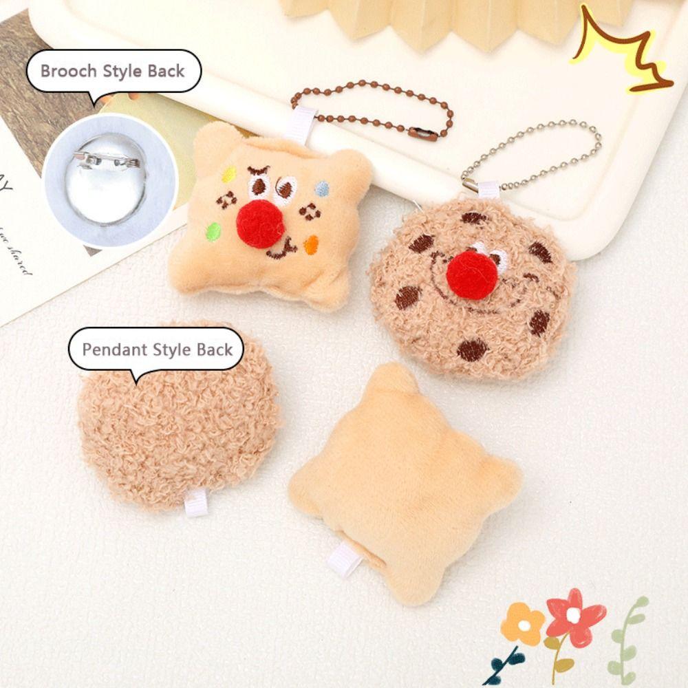 Chocolate Biscuit Keychain/Brooch Cartoon Biscuit Doll Toy Pendant Fashion Bag Keyring