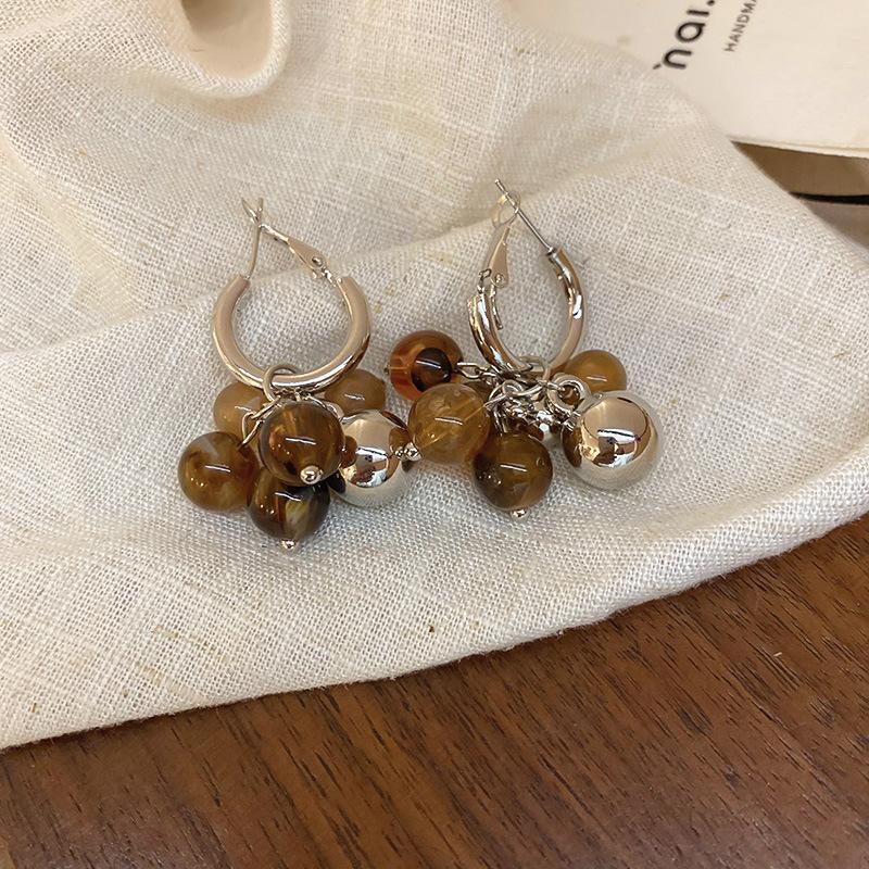 Silver Needle Maillard Irregular Oval Tiger's Eye Earrings Earrings Vintage Style Earrings Women