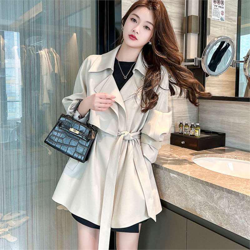 2025 Petite High-End Korean Style Trench Coat – Short Spring/Autumn Fashion