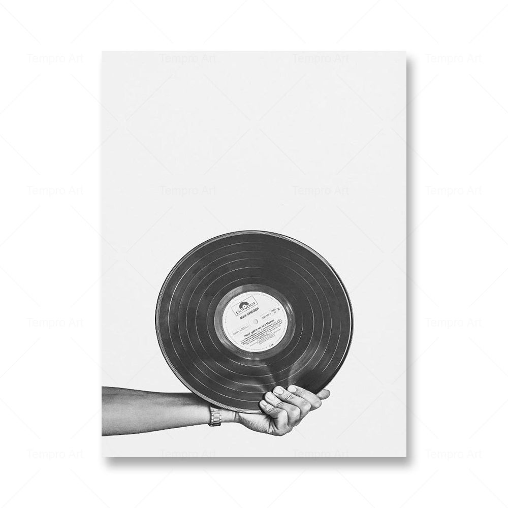 Black and White Music Prints Retro Vinyl Record Guitar Poster Wall Art Canvas Painting Nordic Picture for Living Room Home Decor