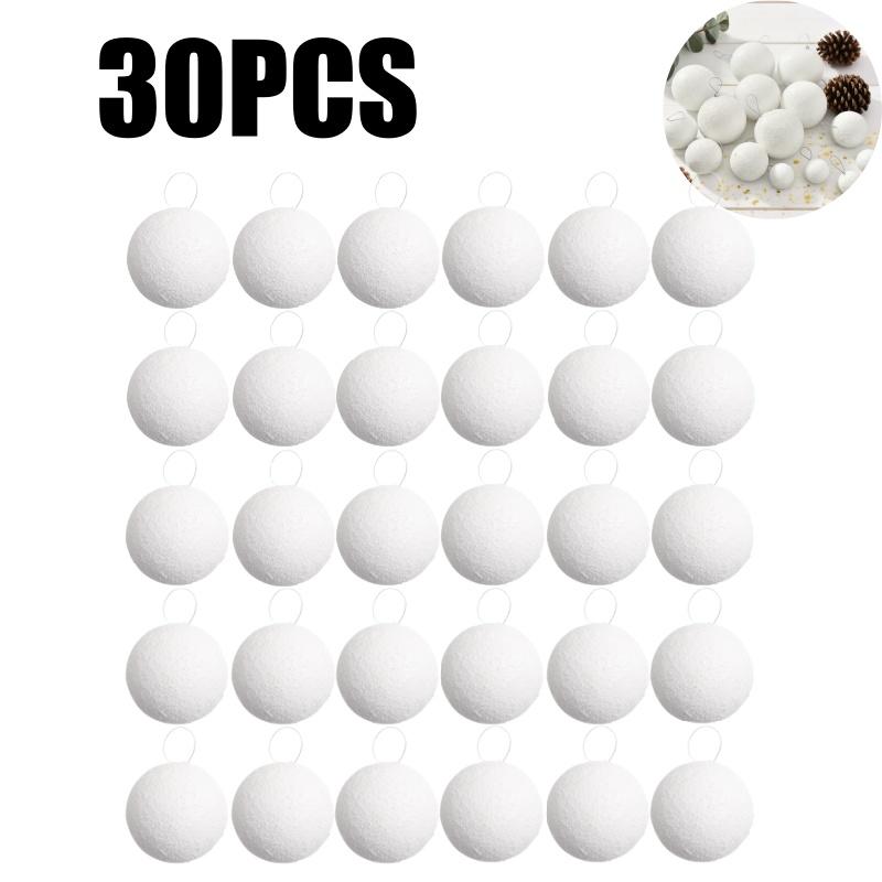 Reusable White Foam Christmas Balls 4CM 8CM Xmas Tree Snowball DIY Festival Decor for Home Restaurant Porch Celebration