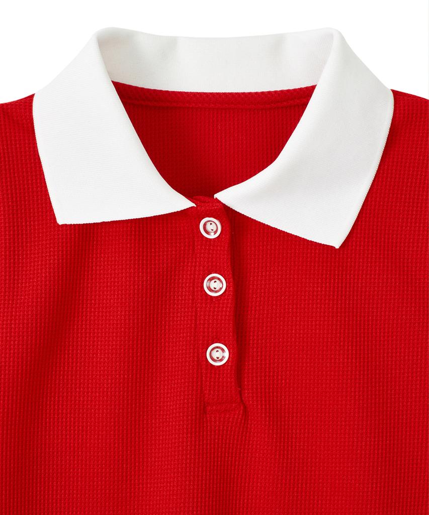 SALON DE YOHN Collar Sleeveless Top_ Red