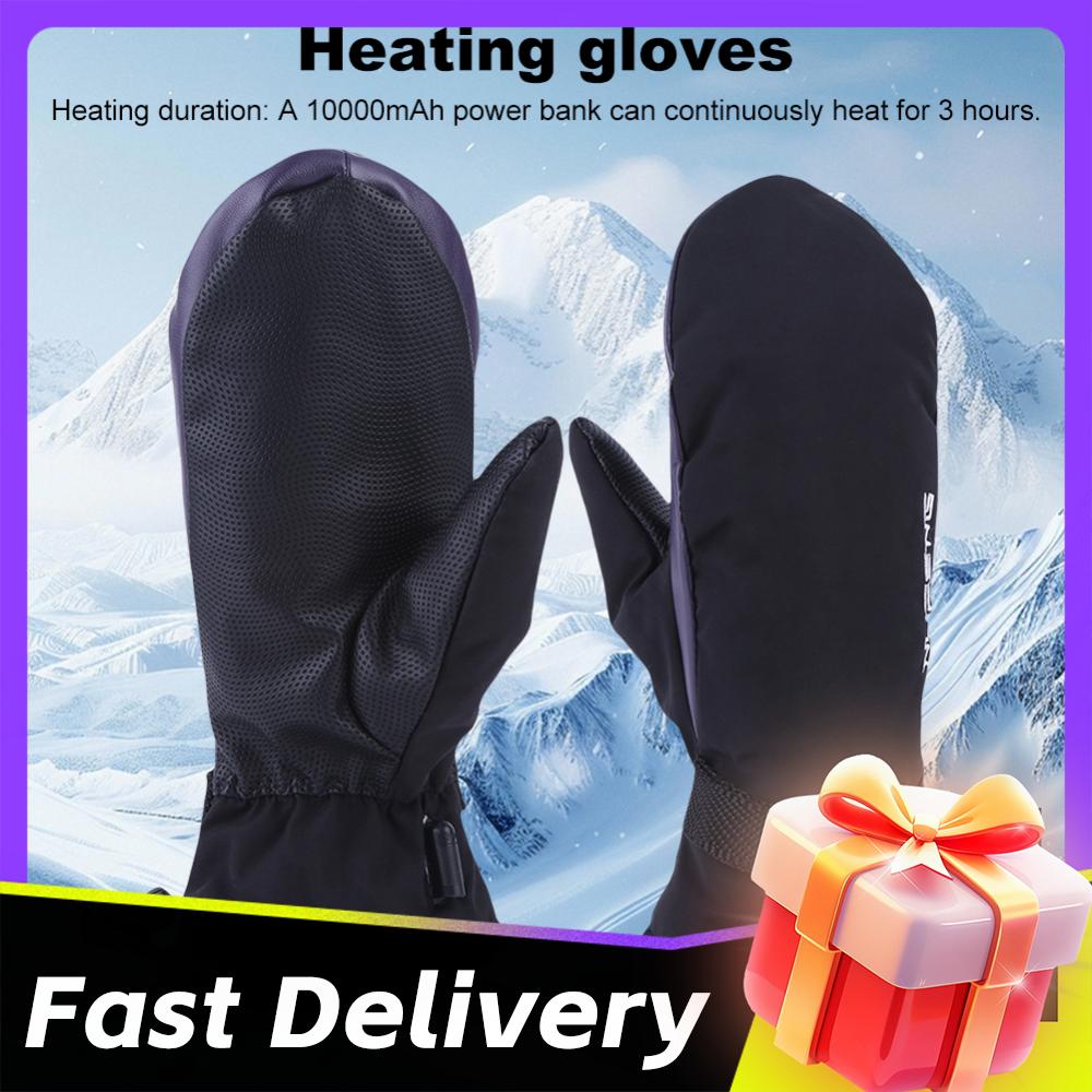 New Electric Heated Gloves Motorcycle Winter Heated Gloves Warm Waterproof Heating Thermal Glove for Outdoor Camping Hiking