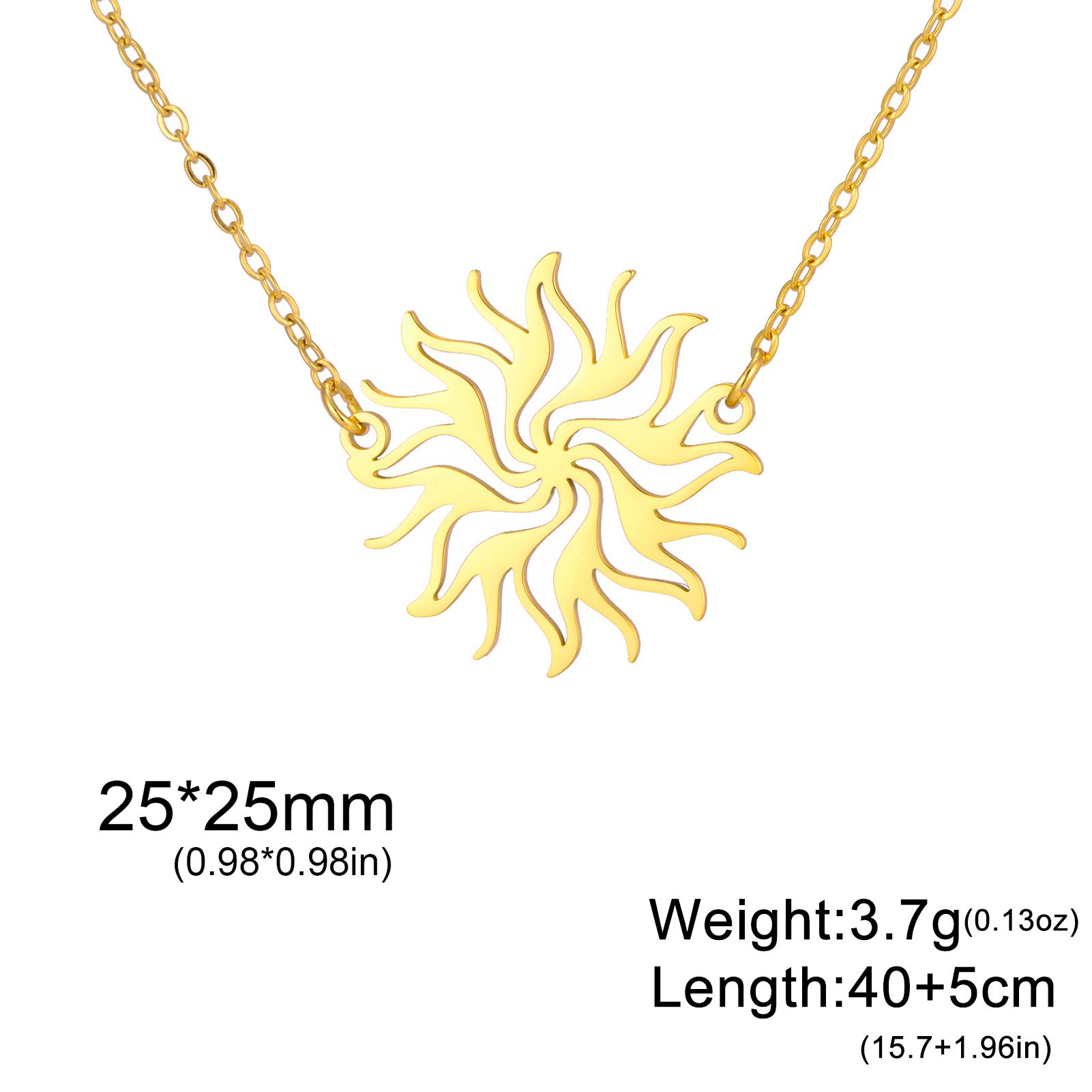 

Unift Spiral Sun Necklace Choker Stainless Steel Pendant Women Neck Chain Fashion Trendy Spirit of Nature Statement Jewelry Gift 45cm золотой