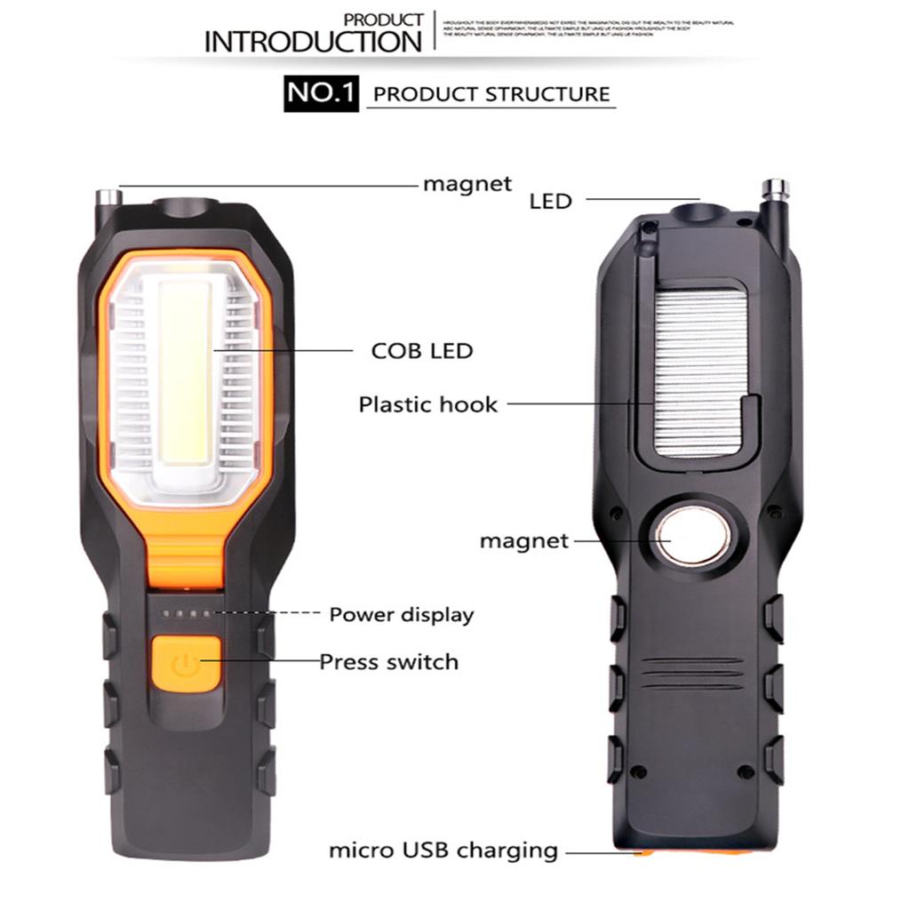 Cob Work Light 4 Modes Multifunctional Usb Charging Car Maintenance Light Camping Lamp With Magnet