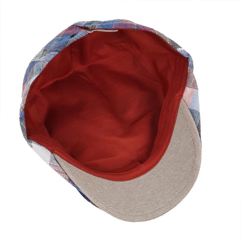 Women's Plaid Square Newsboy Hat Beret Spring and Summer Duckbill Hat Vintage British Sunshade Breathable Forward Hat Adjustable Size