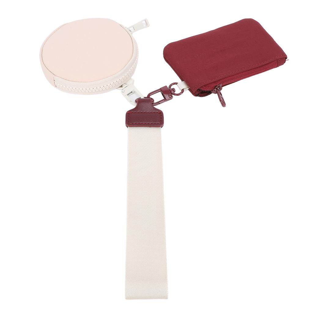 Keychain Wallet Dual Pouch Portable Wallet Miniature Detachable Wristlet Keychain Wallet for Key Lip