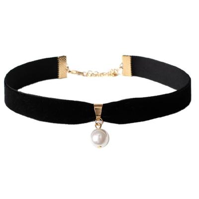 Pearl Choker Necklace for Women Jewelry Black Velvet Rope Collar Choker Necklace