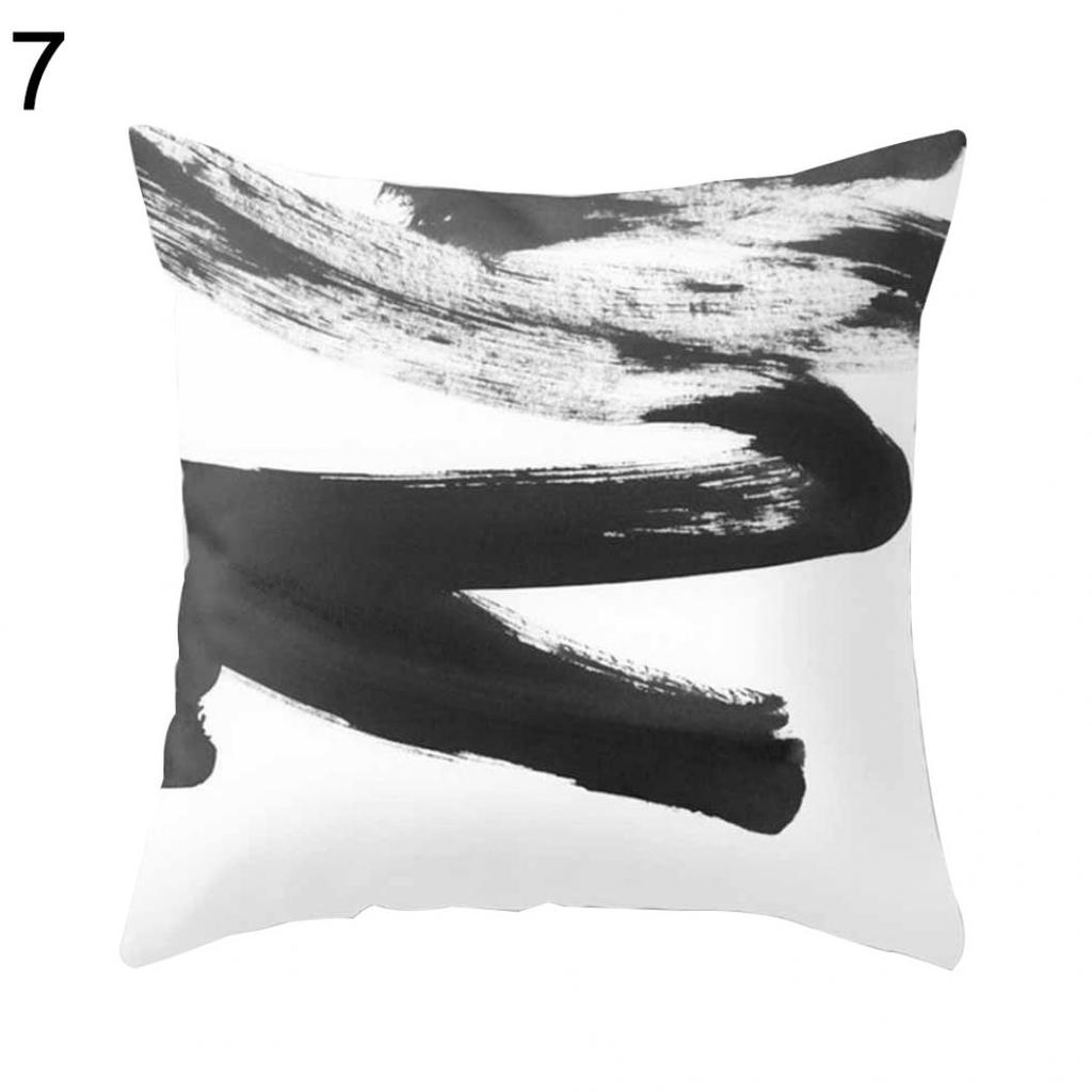 Modern Black and White Geometric Print Cushion Cover Sofa Decor Pillow Case