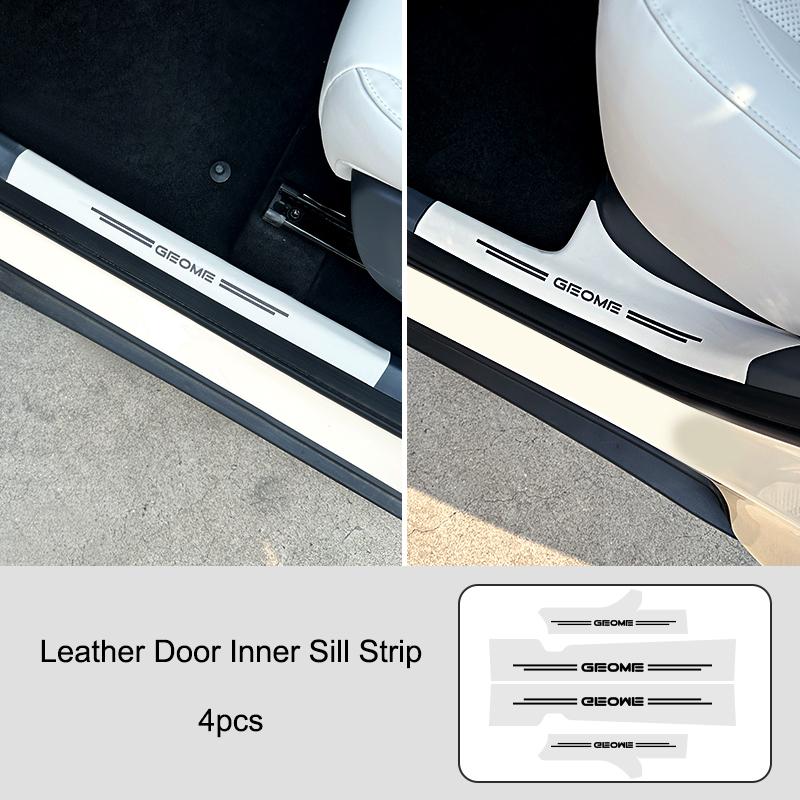 For Geely EX2 Xingyuan eMAS 5 2026 Car Door Sill Strip Leather Door Threshold Anti Scratch Protector Pedal Guard Sticker