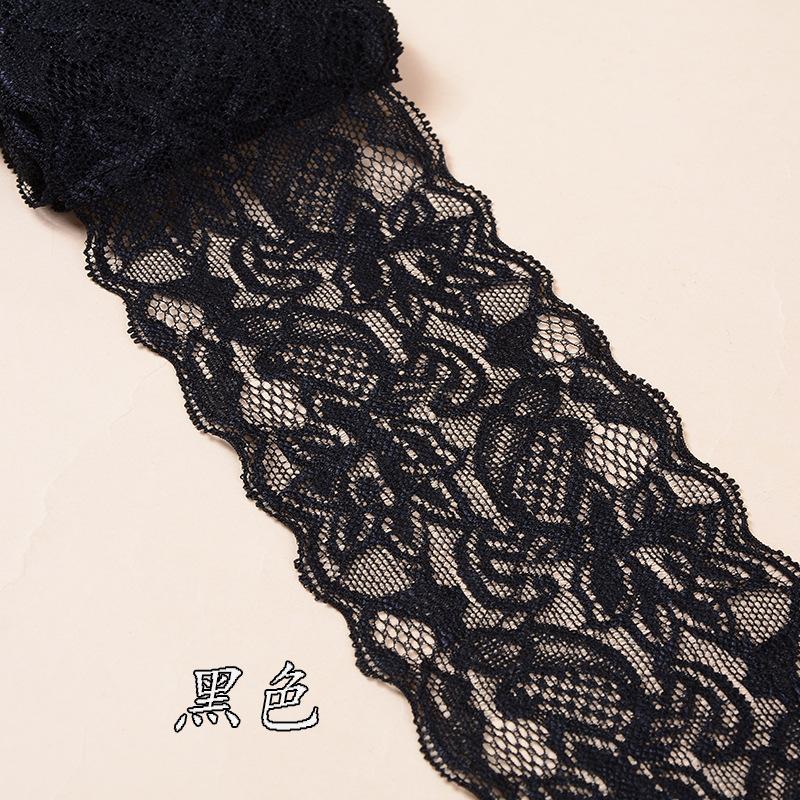 Buntes elastisches florales Spitzenband DIY Bekleidung Nähstoff 8cm breit Schwarz Weiß Rot Rosa Blau Lila Grün Gelb Spitzenband