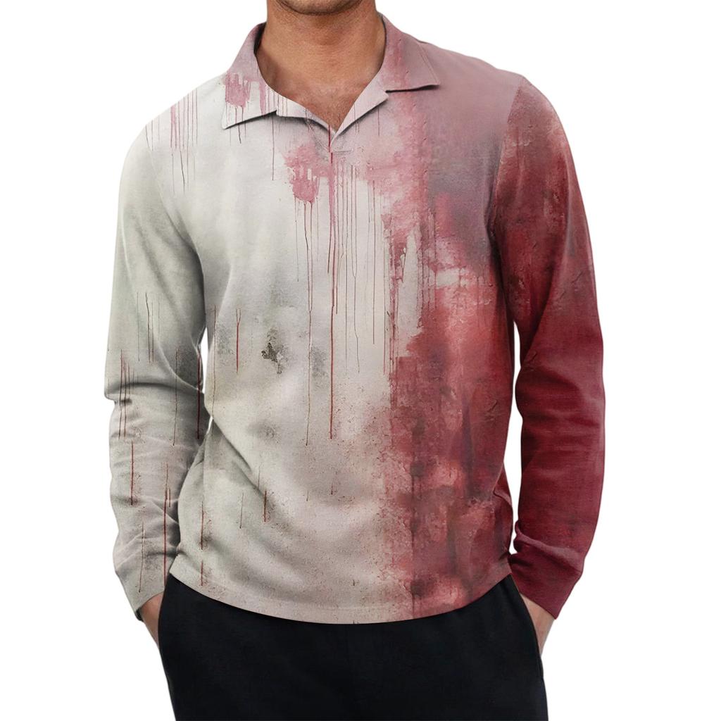 Men's Casual Retro Small V-neck Long-sleeved Top