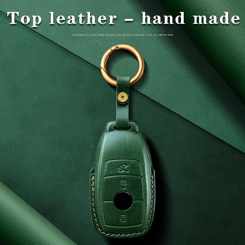 For Mercedes Benz A B R G Class GLK GLA E200 E200L W176 3 Buttons Remote Key Top Layer Leather Car Key Cover Case