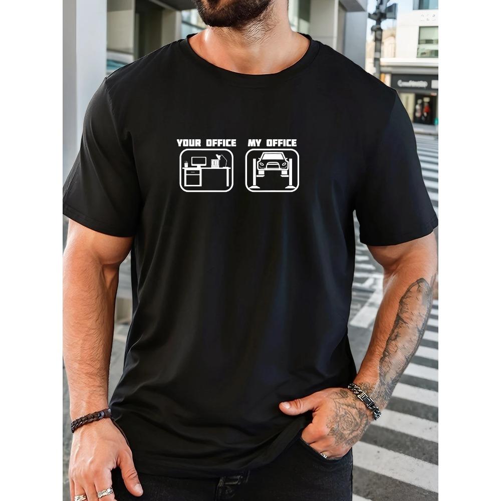 Men's T-Shirt 100% Cotton Summer Casual Soft Creative Letter Print Round Neck Breathable Short Sleeve T-Shirts
