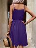 2026 V-neck Faux Button Spaghetti Strap Dress - Women's European & American Style with Lace Detailing, Comfortable & Casual