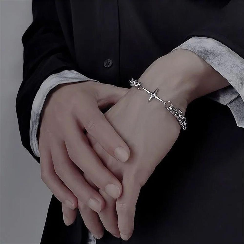 1 szt. Modna bransoletka z sześciokątną gwiazdą Kobieca obroża Bransoletka gotycka Młodzieżowa estetyczna biżuteria Bransoletka hip-hopowa YSX