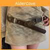 Retro Leather Waist Belt For Women With Alloy Buckle Casual Dress Decor