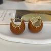 Pendientes Redondos Café Maillard para Mujer Hebillas de Oreja de Moda Gama Alta Pendientes de Nicho con Temperamento Retro