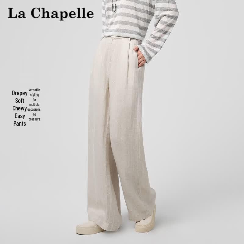 La Chapelle Women's Lyocell Linen Wide-Leg Pants