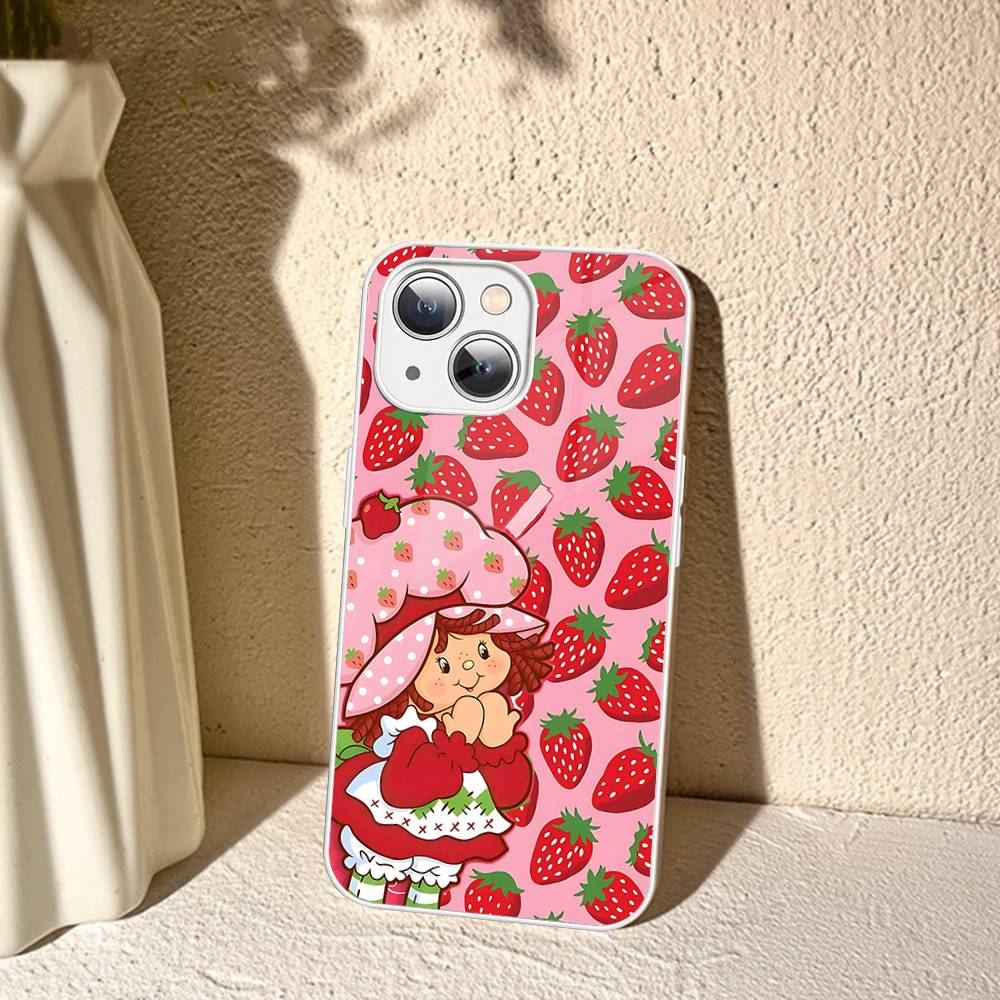 S-Strawberry-shortcake Girl For IPhone 14 13 12 Mini 11 Pro XS Max X XR 14 Plus Tempered Glass Cover
