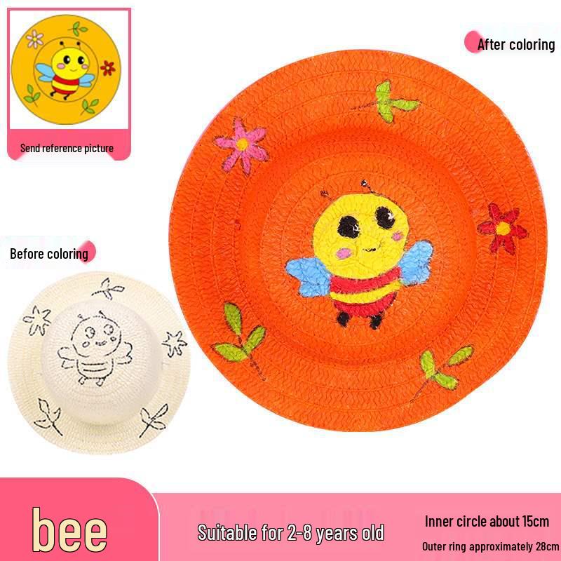 Child's DIY Painted Straw Hat Kit - Creative Art & Coloring for Kindergarten