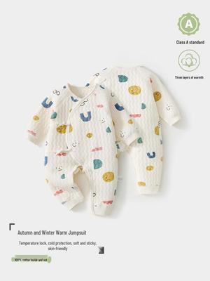 Unisex Baby Cotton Jumpsuit: Cozy Autumn/Winter Outerwear, 0-9 Months, Tagless Design