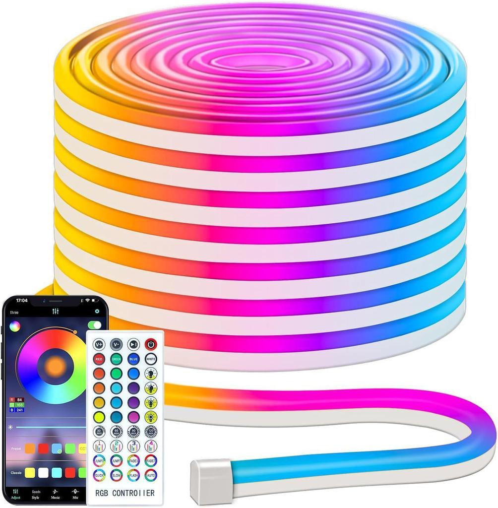 LED Neon Light Strip, Remote & App Controlled, IP65 Flexible 24V RGB