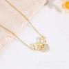 Design Love Bow Necklace Women'S Light Luxury Simple Versatile Zircon Heart Pendant Clavicle Chain