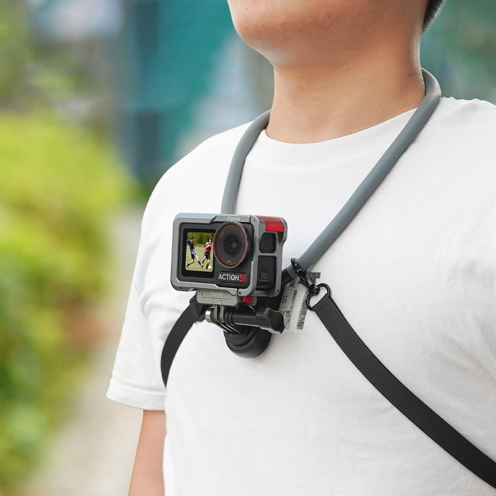 FLYMILE For DJI Osmo Action 5 Pro/Pocket 3/Insta360 GO 3S/GoPro Hero 13 POV Shooting Neck Mount Holder Bracket