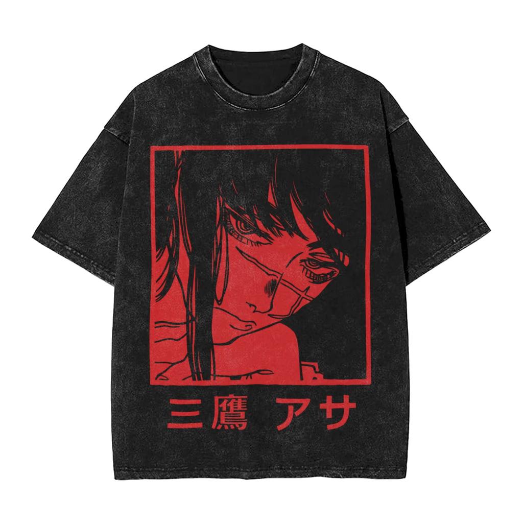 Anime Chainsaw Man Printed Tshirt Mens and Womens Washed Tshirt High Quality Vintage  Cotton Tee Harajuku YK Tops