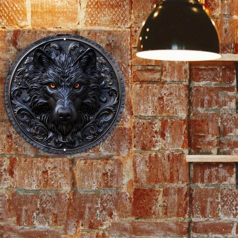 Wooden Wolf Head Wall Sign, High-Quality HD Printing, Pre-Drilled, Weather Resistant, Wall Art, Home Decor, for Door, Wall, Home, Room
