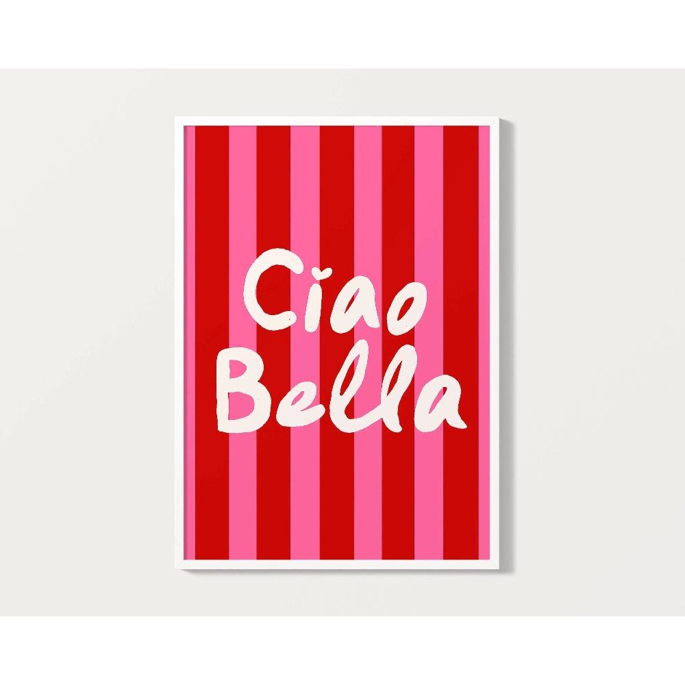 Fashion Ciao Bella Canvas Printing Wall Italian Quotation Typesetting Wall Art Poster for Modern Living Room Girly Home Decor